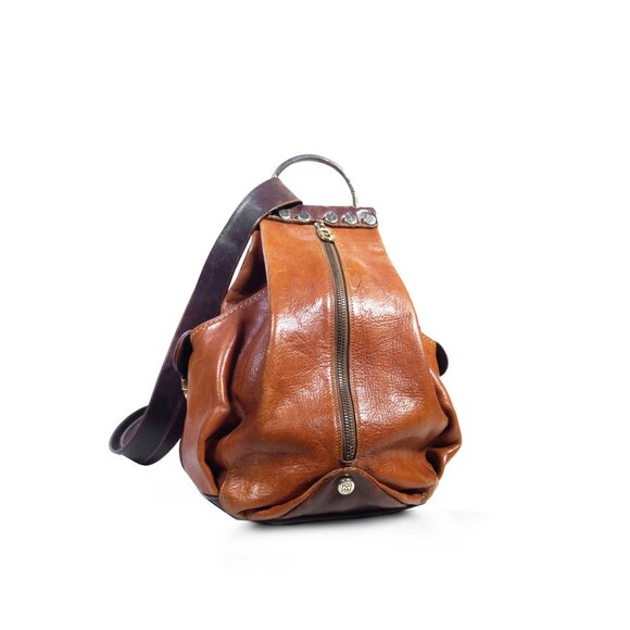 MARINO ORLANDI Leather Sling Backpack Bag Purse Britis Made in Italy - Picture 1 of 13